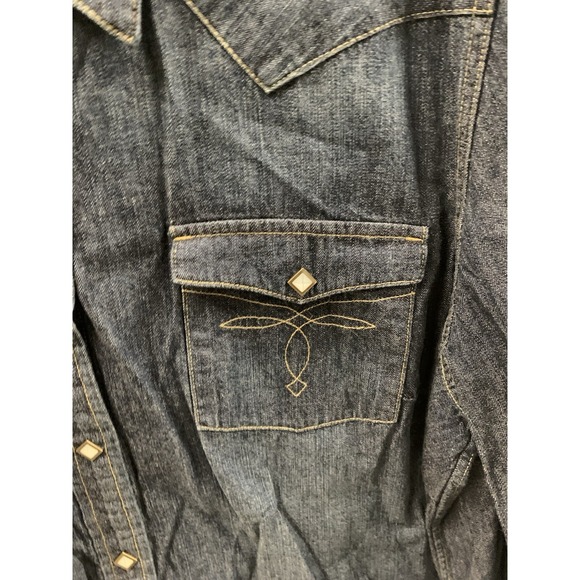 LRL Ralph Lauren Shirt Women 3X Blue Denim Western Cowgirl Ranch Pearl Snap - Picture 4 of 12